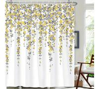 GLKSDLPO Dreamy Floral Shower Curtain, Gray And Yellow Gradient Digital Print, Simple Aesthetics, Floral Bathroom Accessories(90x195cm/35x77in(WxH)