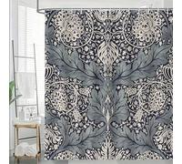 GLKSDLPO Elegant William Morris Chintz Shower Curtain, Black & White Floral Pattern, Extra Long Wet Room Bathtub Curtain(123x205cm/48x81in(WxH)