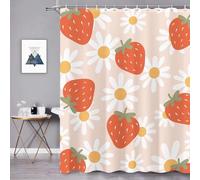 GLKSDLPO Extra Long Strawberry Print Waterproof Shower Partition Privacy Hanging Curtain with 12 Hook Multicolour Multiple Sizes(200x235cm/79x93in(WxH)