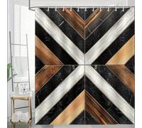 GLKSDLPO Luxury Geometric Marble Wood Effect Shower Curtain Modern Black White Waterproof Bathroom Curtain Bathroom Decor(90x220cm/35x87in(WxH))