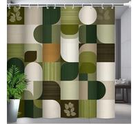 GLKSDLPO Mid-Century Geometric Pattern Modern Shower Curtain Textured Layered Grid Style Bathtub Curtains Bathroom Decor(90x200cm/35x79in(WxH))