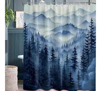GLKSDLPO Mountain Green Forest Nature Shower Curtains Bathroom Rustic Woodland Pine Tree Landscape Bath Curtain Decor Sets(240x200cm/94x79in(WxH)