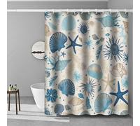 GLKSDLPO Under the Sea Shower Curtain with Seashell Starfish Ocean Print Polyester 3D Digital Painting Bathroom Curtain with Hooks(145x213cm/57x84in(WxH)