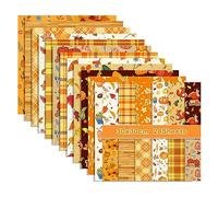 GLKTOPO 24 Sheet Scrapbook Paper Pad Thanksgiving Theme, 12’’x12’’ Double-Sided Decorative Craft Paper Fall Pattern Paper Pack of Scrapbooking Patterned Cardstock for Gift Wrapping Photo Album (B)