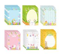 GLKTOPO 60 Sheets Easter Stationery Paper, 8.5" x 11" Double Sided Holiday Letterhead, Multicolor Bunny Egg Pattern Writing Paper for Notes Cards Invitation Scrapbook Crafts to Do List - 6 Design