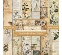 GLKTOPO Vintage Scrapbook Paper Pad, 24 Sheets Mixture Decoupage Paper, 6" x 6" Cardstock Single-Sided Decorative Retro Origami Journaling Collection Patterned for Craft Wrapping Album (21027B)