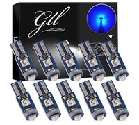 GLL 10pcs Blue T5 LED Bulbs 3030 3SMD W1.2W W3W Bulbs for Car Dashboard Lights 120 Lumens