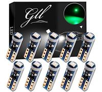 GLL 10pcs Green T5 LED Bulbs 74 70 37 17 2721 3528 5mm LED Bulbs 1-3030-SMD for Car Interior Speedometer Dashboard Instrument Gauge Cluster Indicator Light Panel Dash Lamp