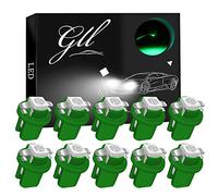 GLL 10pcs Green T5 LED Bulbs B8.5 LED Dashboard Bulbs 1-5050-SMD for Car Interior Speedometer Dashboard Instrument Gauge Cluster Indicator Light Panel Dash Lamp