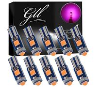 GLL 10pcs Pink T5 LED Bulbs 3030 3SMD W1.2W W3W Bulbs for Car Dashboard Lights 120 Lumens