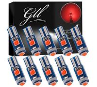 GLL 10pcs Red T5 LED Bulbs 3030 3SMD W1.2W W3W Bulbs for Car Dashboard Lights 120 Lumens