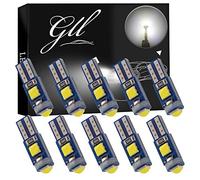 GLL 10pcs White T5 LED Bulbs 3030 3SMD W1.2W W3W Bulbs for Car Dashboard Lights 120 Lumens