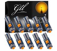 GLL 10pcs Yellow T5 LED Bulbs 3030 3SMD W1.2W W3W Bulbs for Car Dashboard Lights 120 Lumens