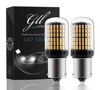 GLL 2PCS BA15S LED Bulbs 12V Amber Yellow 1156 P21W Bulbs 3014 144 SMD 2800LM Canbus Error Free for Car Turn Signal Lights Indicator Lights Only