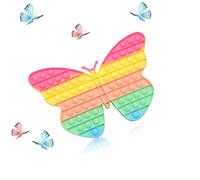 GLLBTPT Jumbo Size Butterfly Fidget Toy Age 12+, Giant Rainbow Silicone Sensory Toy for Kid Children and Adult Decompression and Emotion Anxiety Relief Tool