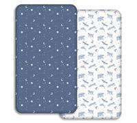 GLLQUEN 2 Pack Cot Fitted Sheets 120x60 cm Microfiber Bedding OEKO-TEX Baby | Breathable Mattress Cover for Travel Cot & Toddler Bed, Cosy 360 Elastic Snug Fit, Hypoallergenic Value Set, Unisex(Star)