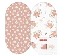 GLLQUEN 2 Pack Moses Basket Fitted Sheets 81x41 cm Pram Microfiber OEKO-TEX | Soft Carrycot Mattress Cover for Bassinet & Pushchair, Cosy 360 Elastic Snug Fit, Hypoallergenic Value Set, Unisex(Flower)