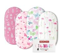 GLLQUEN 4 Pack Moses Basket Fitted Sheets 81x41 cm Pram Microfiber OEKO-TEX