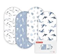 GLLQUEN 4 Pack Moses Basket Fitted Sheets 81x41 cm Pram Microfiber OEKO-TEX