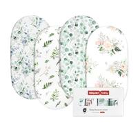 GLLQUEN 4 Pack Moses Basket Fitted Sheets 81x41 cm Pram Microfiber OEKO-TEX