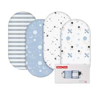 GLLQUEN 4 Pack Moses Basket Fitted Sheets 81x41 cm Pram Microfiber OEKO-TEX