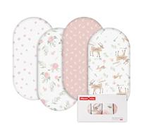 GLLQUEN 4 Pack Moses Basket Fitted Sheets 81x41 cm Pram Microfiber OEKO-TEX