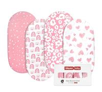 GLLQUEN 4 Pack Moses Basket Fitted Sheets 81x41 cm Pram Microfiber OEKO-TEX