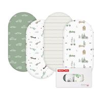 GLLQUEN 4 Pack Moses Basket Fitted Sheets 81x41 cm Pram Microfiber OEKO-TEX