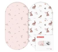 GLLQUEN BABY 2 Pack Moses Basket Fitted Sheets, Newborn Pram Sheets Fitted, 100% Microfiber Oeko-tex101 Cozy and Breathable Crib Baby Bassinet Sheets for Boy and Girl(Watercolour Rabbit)