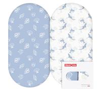 GLLQUEN BABY 2 Pack Moses Basket Fitted Sheets, Newborn Pram Sheets Fitted, 100% Microfiber Oeko-tex102 Cozy and Breathable Crib Baby Bassinet Sheets for Boy and Girl(Sea)