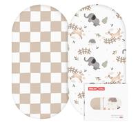GLLQUEN BABY 2 Pack Moses Basket Fitted Sheets, Newborn Pram Sheets Fitted, 100% Microfiber Oeko-tex104 Cozy and Breathable Crib Baby Bassinet Sheets for Boy and Girl(Animal Home)