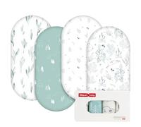GLLQUEN BABY 4Pack Moses Basket Fitted Sheets, Newborn Pram Sheets Fitted, 100% Microfiber Oeko-tex100 Cozy and Breathable Crib Baby Bassinet Sheets for Boy and Girl(Forest Deer)