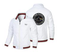 GLLUSA Men's Bomber Jacket Sweatshirt for Pink Floyd Print Casual Flight Suit Long Sleeve Zip Jackets Cardigan Baseball Uniform Tops - Teen Gift-White||XL