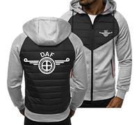 GLLUSA Mens Fleece Hoodie for Daf Print Full Zip up Drawstrings Hooded Jumpers Coats Casual Long Sleeve Sweatshirt Spring Patchwork Lightweight Warm Sweater Cardigan -1||3XL