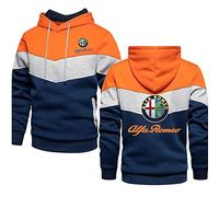 GLLUSA Mens Hoodie Pullover Sweater for Al-fa Ro.meo Print Casual Hoodies Splicing Jumpers Long Sleeve Hooded Sweatshirt Sports Hoody Tops - Teen Gift-Red||S
