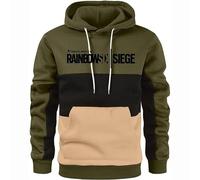 GLLUSA Mens Hoodies Pullover for Rainbow Six Siege Print Color Block Long Sleeve Hooded Sweatshirt Lightweight Patchwork Casual Warm Jumpers Tops with Pockets and Drawstring-3||3XL