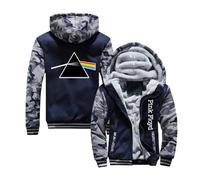GLLUSA Men's Hoodies Sweatshirt Jacket for Pink Floyd Print Casual Sweater Warm Hoody Long Sleeve Stitching Zip Hooded Pullover Coat Tops - Teen Gift- Blue||XL