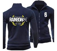 GLLUSA Mens Jumpers Coats - Rainbow Six Siege Print Full Zip Causal Cardigan Jumper Thick Fleece Lined Sweater Jacket Coats Stand Collar Long Sleeve Sweatshirt Jacket-Blue||M
