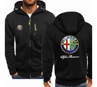 GLLUSA Men's Sweatshirt Hoodies for Al-fa Ro.meo Print Fleece Hoody Casual Sweater Long Sleeve Zip Cardigan Sport Jacket Coat - Teen Gift-Black||XXL