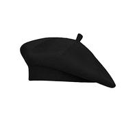 Gllutt Cashmere Beret Hat French Style Stretchy Knitting Solid Color Both Side Usable, Cashmere Black, One Size
