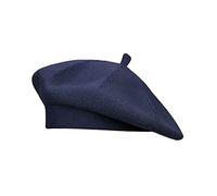 Gllutt Cashmere Beret Hat French Style Stretchy Knitting Solid Color Both Side Usable, Cashmere Light Navy Blue, One Size