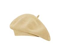 Gllutt Summer Knitted Thin Beret Hat for Women Slouchy Hat French Style Loose Soft Solid Color, Camel, One size