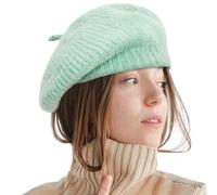 Gllutt Winter Beret Hat for Women Wool Blending Beanie French Style Thick Stretchy Soft, Mint Green, One Size