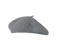Gllutt Women Wool Beret Cap, Ladies Hat French Style Solid Color, Melange Tele Gray, One Size