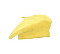 Gllutt Women Wool Beret Hat French Style Solid Color, Banana Yellow, One Size