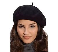 Gllutt Women Wool Beret Hat French Style Solid Color, Black, One Size