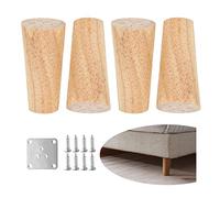 GLMGBP 4 Pcs Solid Wood Furniture Legs, Family Replacement Sofa Couch Legs, with Screws and Mounting Plate, for Bed Chair Cabinet Armchair Cupboard TV Stand(Color:B,Size:12cm/4.72in)