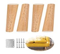 GLMGBP 4 Pcs Solid Wood Furniture Legs, Family Replacement Sofa Couch Legs, with Screws and Mounting Plate, for Bed Chair Cabinet Armchair Cupboard TV Stand(Color:A,Size:6cm/2.36in)