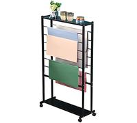 GLMGBP 7 Tier Double-Sided Display Holder for Flower Shop, Rolling Wrapping Paper/Ribbons Rack Stand, Metal Uprigth Scarf Storage Organizer with Wheels, Wall Mounted Clothes Rack