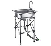 GLMGBP Commercial Stainless Steel Kitchen Sink Foldable 1 Compartment Free Standing Utility Sink with Faucet for Garage, Restaurant, Garden, Laundry Room Indoor Outdoor